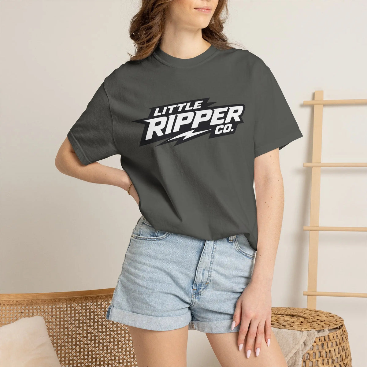 Little Ripper Co. Logo Tee — Retro Lightning Graphic T-Shirt Printify